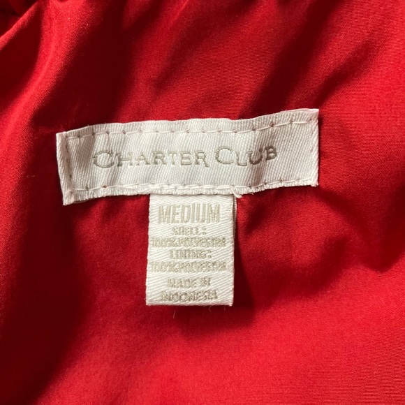 Charter Club Red Full Zip Puffer Vest Size Medium - Picture 6 of 6